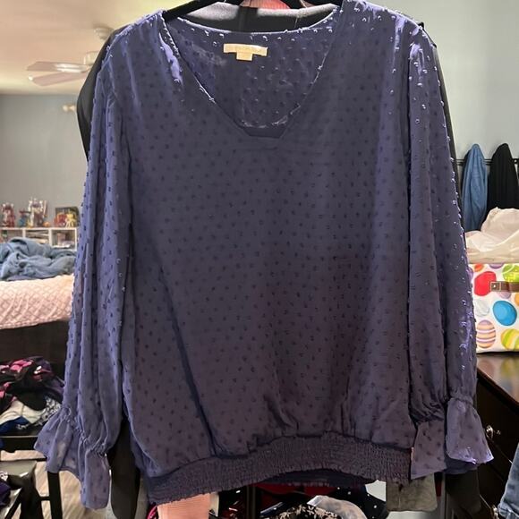 Cooper and Ella blouse Hem style very pretty! Navy Blue and super cute! Size L - Picture 8 of 15